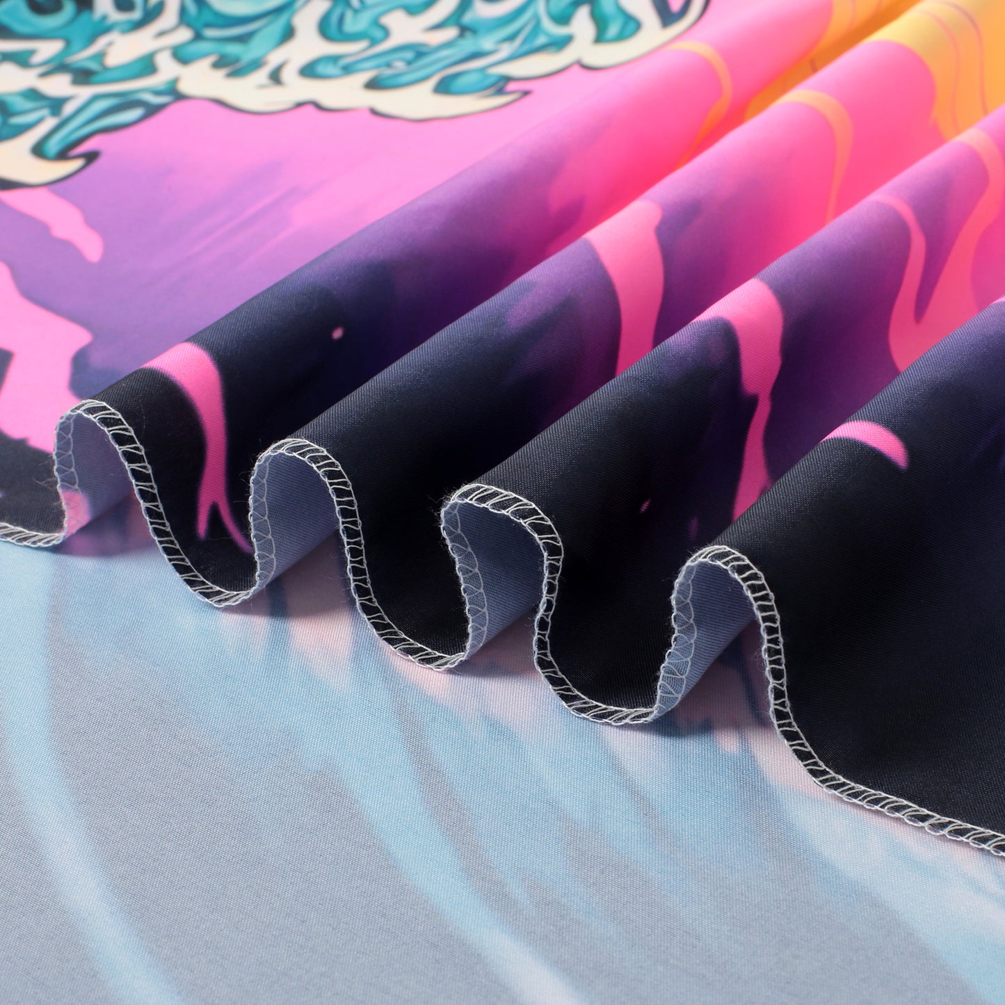 Simpkeely Japanese Sea Wave Tapestry, Blacklight Kanagawa Neon Sunset Ocean Tapestries Wall Hanging, UV Reactive Cool Tsunami Tapestry Wall Art for Bedroom, Living Room