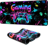 Simpkeely Gaming Mouse Pad, X-Large Waterproof Blacklight Colorful Splatter Art Game Controller Non-Slip Rubber Base Mousemat, Glow in The Dark Desk Mat for Office Home - 31.5" x 11.8"
