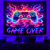 Simpkeely Blacklight Gaming Tapestry - Neon Game Controller Wall Art, UV Reactive Glow in the Dark Gaming Decor for Bedroom, Dorm, and Game Room