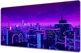 Simpkeely Gaming Mouse Pad, Blacklight Metaverse City 3D Cyberpunk Extended Large Desk Pad, UV Reactive Long Computer Keyboard Big Mouse Mat with 3mm Non-Slip Rubber Base for Office Home