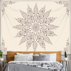 Simpkeely Mandala Floral Tapestry, Aesthetic Flower Bohemian Wall Hanging Decor, Medallion Boho Art Print Tapestries for Bedroom, Living Room