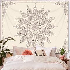 Simpkeely Mandala Floral Tapestry, Aesthetic Flower Bohemian Wall Hanging Decor, Medallion Boho Art Print Tapestries for Bedroom, Living Room