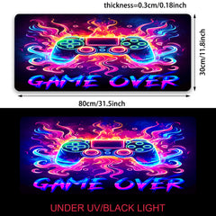 Simpkeely Blacklight Gaming Mouse Pad, Cool Neon Game Controller Extended Large Desk Pad, UV Reactive Long Big Mouse Mat with 3mm Non-Slip Rubber Base for Office Home