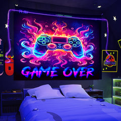 Simpkeely Blacklight Gaming Tapestry - Neon Game Controller Wall Art, UV Reactive Glow in the Dark Gaming Decor for Bedroom, Dorm, and Game Room