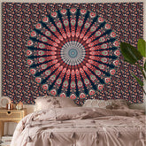 Simpkeely Indian Mandala Floral Tapestry, Hippie Bohemian Peacock Handmade Psychedelic Wall Hanging Decorative Tapestries for Bedroom, Living Room