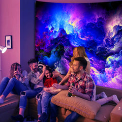 Simpkeely Colorful Clouds Tapestry, Blacklight Sky Universe Nature Abstract Surrealism Sea of Clouds Aesthetic Dream Waves UV Reactive Glowing Wall Hanging for Bedroom, Living Room