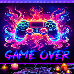 Simpkeely Blacklight Gaming Tapestry - Neon Game Controller Wall Art, UV Reactive Glow in the Dark Gaming Decor for Bedroom, Dorm, and Game Room