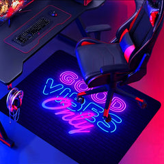 Simpkeely Neon Area Rug, Blacklight Good Vibes Only UV Reactive Non-Slip Door Throw Rug Fluorescent Flannel Floor Mat Carpet, Glow in The Dark Play Mat for Bedroom, Playroom