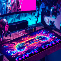 Simpkeely Blacklight Gaming Mouse Pad, Cool Neon Game Controller Extended Large Desk Pad, UV Reactive Long Big Mouse Mat with 3mm Non-Slip Rubber Base for Office Home