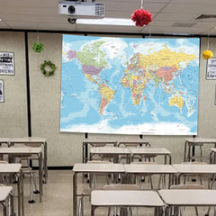 Simpkeely World Map Tapestry Wall Hanging for Kid Student, North America Center, Detailed Illustration with Countries Educational National Tapestry Wall Art for Bedroom Dorm