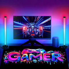 Simpkeely Gamer Gaming Mouse Pad, Blacklight Game Controller Horror Skull Waterproof Large Mouse Mat, 31.5" x 11.8" Skeleton Glowing Extended Non-Slip Rubber Base, Office & Home Keyboard Pad