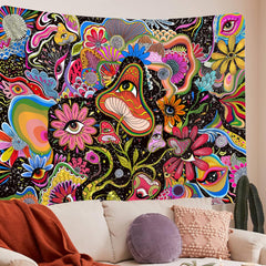 Simpkeely Aesthetic Tapestry Mushroom Eye Tapestry Wall Hanging Floral Tapestry Colorful Hippie Tapestries for Bedroom