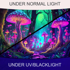 Simpkeely Fantasy Mushroom Tapestry Blacklight Neon Glow Forest Tapestry Wall Hanging Magical Landscape Wall Art for Bedroom
