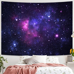 Simpkeely Blacklight Galaxy Tapestry, Blue Space Starry Sky Night Universe Wall Hanging, UV Reactive Glow in the Dark Purple Party Backdrop Aesthetic Tapestry for Bedroom