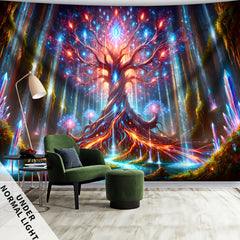 Simpkeely Mysterious Tree Of Life UV Black Light Tapestry, Large Size Peach Skin Fluorescent Tapestry, Bedroom Aesthetic Hanging Tapestry for Party Festival, Bedroom Office Living Room Home Decor, Wall Decoration