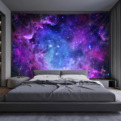 Simpkeely Romantic Starry Sky Tapestry Landscape Photo Background Cloth Wall Hanging for Living Room Bedroom Office Home Room Party Decoration Live Streaming Background with Free Hanging Clips