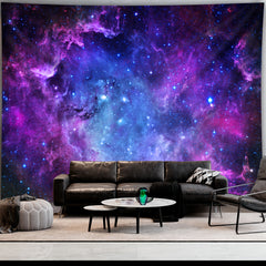 Simpkeely Romantic Starry Sky Tapestry Landscape Photo Background Cloth Wall Hanging for Living Room Bedroom Office Home Room Party Decoration Live Streaming Background with Free Hanging Clips