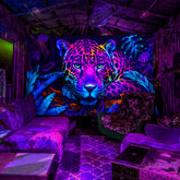 Simpkeely Domineering Jungle Leopard UV Black Light Tapestry, Large Size Peach Skin Fluorescent Tapestry, Bedroom Aesthetic Hanging Tapestry For Party Festival, Bedroom Office Living Room Home Decor, Wall Decoration