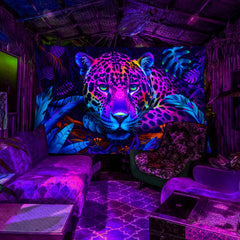 Simpkeely Domineering Jungle Leopard UV Black Light Tapestry, Large Size Peach Skin Fluorescent Tapestry, Bedroom Aesthetic Hanging Tapestry For Party Festival, Bedroom Office Living Room Home Decor, Wall Decoration