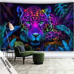 Simpkeely Domineering Jungle Leopard UV Black Light Tapestry, Large Size Peach Skin Fluorescent Tapestry, Bedroom Aesthetic Hanging Tapestry For Party Festival, Bedroom Office Living Room Home Decor, Wall Decoration