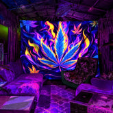 Simpkeely Flame Leaves UV Black Light Tapestry, Large Size Peach Skin Fluorescent Tapestry, Bedroom Aesthetic Hanging Tapestry for Party Festival, Bedroom Office Living Room Home Decor, Wall Decoration