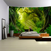 Simpkeely Forest Nature Tree Tapestry, Polyster Plants Landscape Tapestry, Wall Hanging For Living Room Bedroom Office Home Decor/Room Decor/Party Deco, Live Streaming Background, With Free Installation Package
