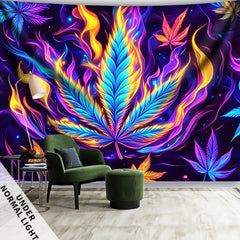 Simpkeely Flame Leaves UV Black Light Tapestry, Large Size Peach Skin Fluorescent Tapestry, Bedroom Aesthetic Hanging Tapestry for Party Festival, Bedroom Office Living Room Home Decor, Wall Decoration