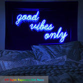 Simpkeely Good Vibes Only Fluorescent Tapestry, It is not NEON, Colorful aesthetics Polyster UV BlackLight Tapestry, Wall Hanging for Living Room Bedroom Office Home Decor/Room Decor/Party Deco, Holiday GiftWith Free Installation Package
