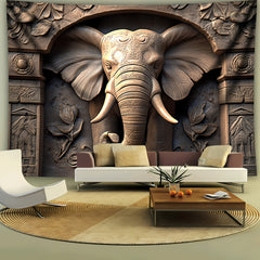 Simpkeely 3D Relief Elephant Arch Landscape Photo Background Cloth Wall Hanging Large Size Polyester Tapestry For Living Room Bedroom Office Home Room Party Decoration Live Streaming Background Tapestry With Free Hanging Clips