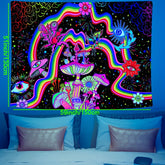 Simpkeely Vibrant Mushroom Eye Rainbow Fluorescent Tapestry - Colorful Polyester UV BlackLight Wall Hanging for Living Room, Bedroom, Office, and Home Decor - Easy Installation, Holiday Gift Idea with Free Package