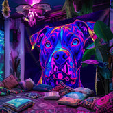 Simpkeely English Bulldog UV Black Light Tapestry - Large, Psychedelic Neon Colors Peach Skin Fluorescent Wall Hanging, Perfect for Bedroom, Living Room, Office Decor