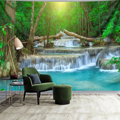 Simpkeely Forest Waterfall Flowing Water Landscape Photo Background Cloth Wall Hanging Large Size Polyester Tapestry For Living Room Bedroom Office Home Room Party Decoration Live Streaming Background Tapestry With Free Hanging Clips