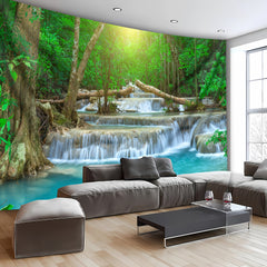 Simpkeely Forest Waterfall Flowing Water Landscape Photo Background Cloth Wall Hanging Large Size Polyester Tapestry For Living Room Bedroom Office Home Room Party Decoration Live Streaming Background Tapestry With Free Hanging Clips