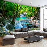 Simpkeely Forest Brook Print Polyester Tapestry - Natural Plants Landscape Wall Hanging for Living Room Bedroom Office Home Decor - Live Streaming Background with Free Installation Package