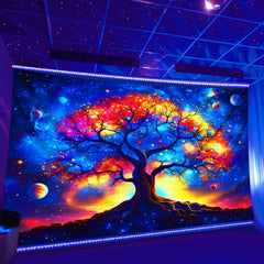 Simpkeely Tree of Life Galaxy Tapestry, Polyester Peach Skin Velvet, Fantasy Themed Indoor Wall Hanging, Woven Decor for Living Room, Bedroom, Office