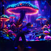 Simpkeely Mushroom Forest Fluorescent Tapestry, Waterfall UV BlackLight Tapestry, Live Broadcast background Wall Hanging For Living Room Bedroom Office Home Decor/Room Decor/Party Deco, With Free Installation Package