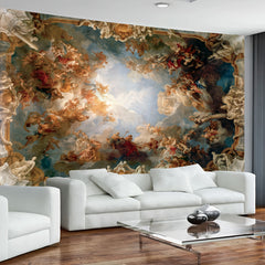 Simpkeely Baroque Ceiling Fresco Tapestry – Classical Renaissance Angel Wall Hanging, Grand Palace Sky Mural Art Decor for Living Room, Dining Room, or Studio