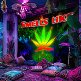 Simpkeely UV Black Light Tapestry with Mysterious Big Leaf Design, Peach Skin Fluorescent Wall Hanging - Ideal for Bedroom, Living Room, Office Decor, Includes Free Accessories, Bedroom Tapestry | Fluorescent Artwork | Woven Polyester, Bedroom Decor