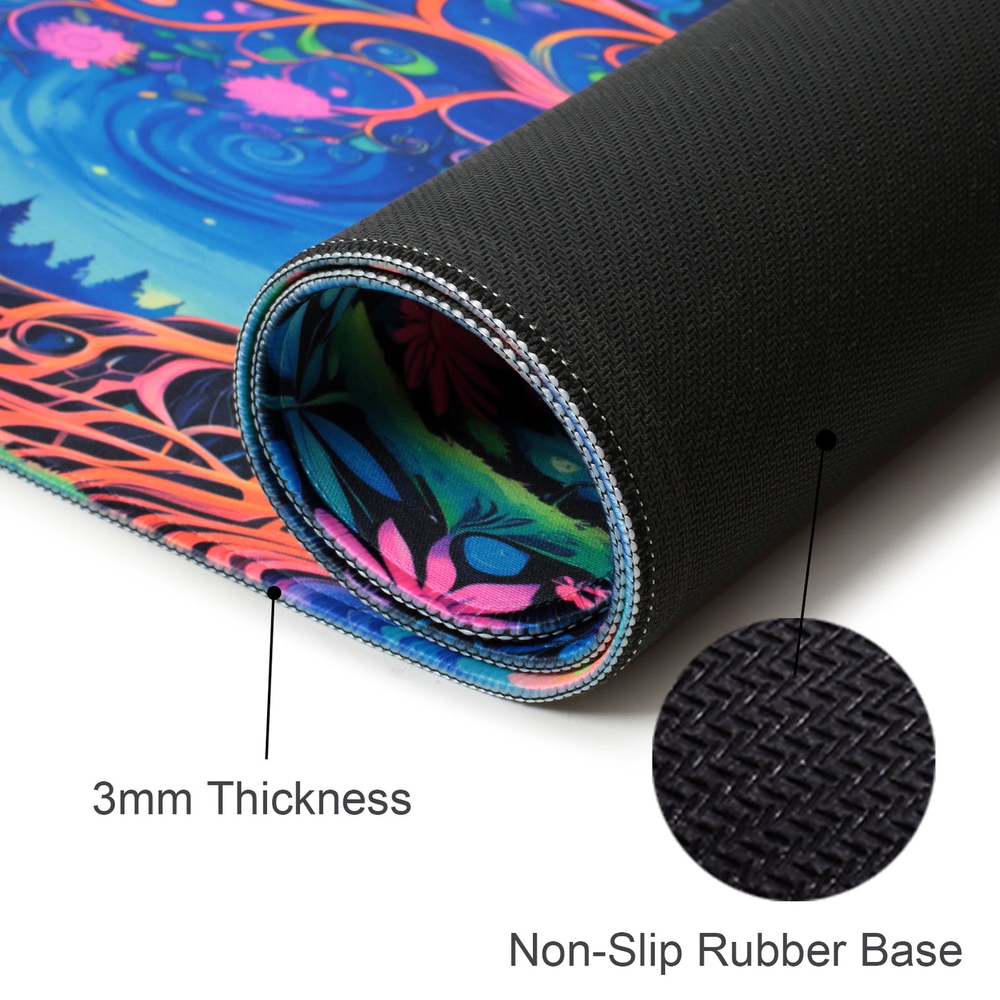 Simpkeely Vibrant Tree of Life Mouse Pad, Blacklight Gaming Extended Large Desk Pad, UV Reactive Long Computer Keyboard Big Mouse Mat with 3mm Non-Slip Rubber Base for Office Home
