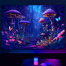 Simpkeely Blacklight Fantasy Mushroom Forest Tapestry - UV Reactive Glow in The Dark Enchanted Nature Wall Hanging, Purple Neon Fairycore Aesthetic Decor for Bedroom & Living Room