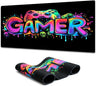 Simpkeely Gamer Gaming Mouse Pad, Blacklight Game Controller Horror Skull Waterproof Large Mouse Mat, 31.5" x 11.8" Skeleton Glowing Extended Non-Slip Rubber Base, Office & Home Keyboard Pad