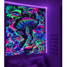 Simpkeely Blacklight Mushroom Tapestry, Floral Eyes Tapestry UV Reactive Neon Tapestries Posters Glow in the Dark Party Backdrop for Bedroom Dorm Living Room