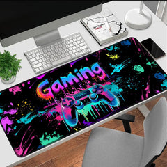Simpkeely Gaming Mouse Pad, X-Large Waterproof Blacklight Colorful Splatter Art Game Controller Non-Slip Rubber Base Mousemat, Glow in The Dark Desk Mat for Office Home - 31.5" x 11.8"