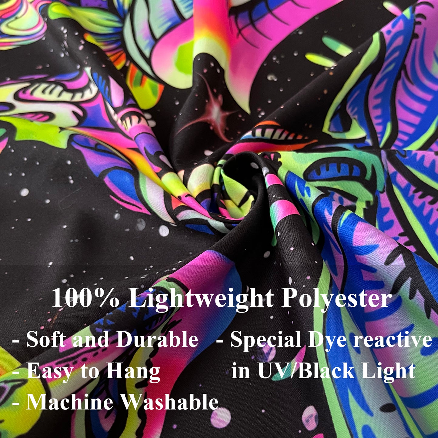 Simpkeely Blacklight Mushroom Tapestry, Floral Eyes Tapestry UV Reactive Neon Tapestries Posters Glow in the Dark Party Backdrop for Bedroom Dorm Living Room