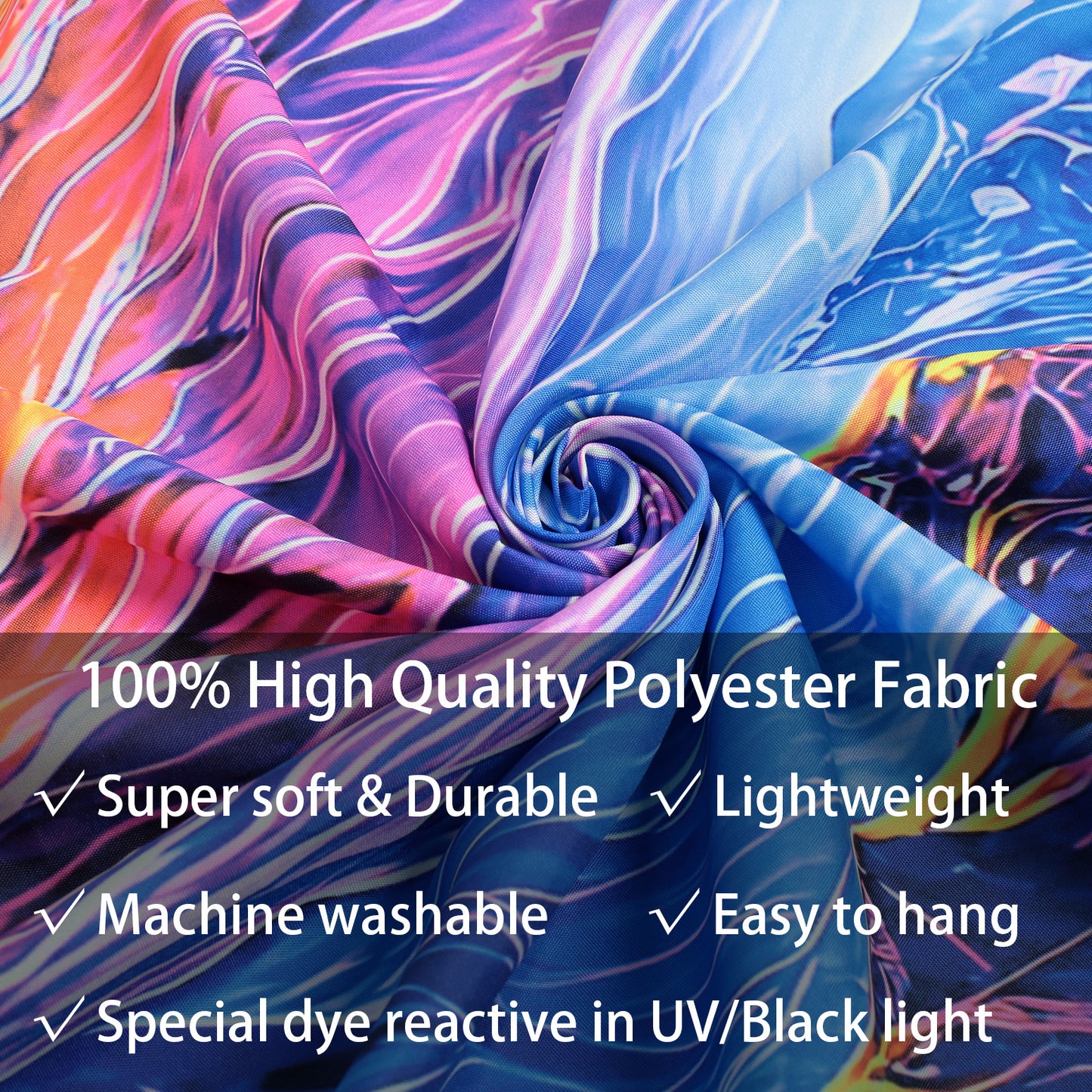 Simpkeely Sunset Mountain Tapestry, Blacklight Colorful Forest Lake UV Reactive Tapestry, Neon Glow in The Dark Starry Stars Nature Landscape Wall Hanging Tapestries for Bedroom