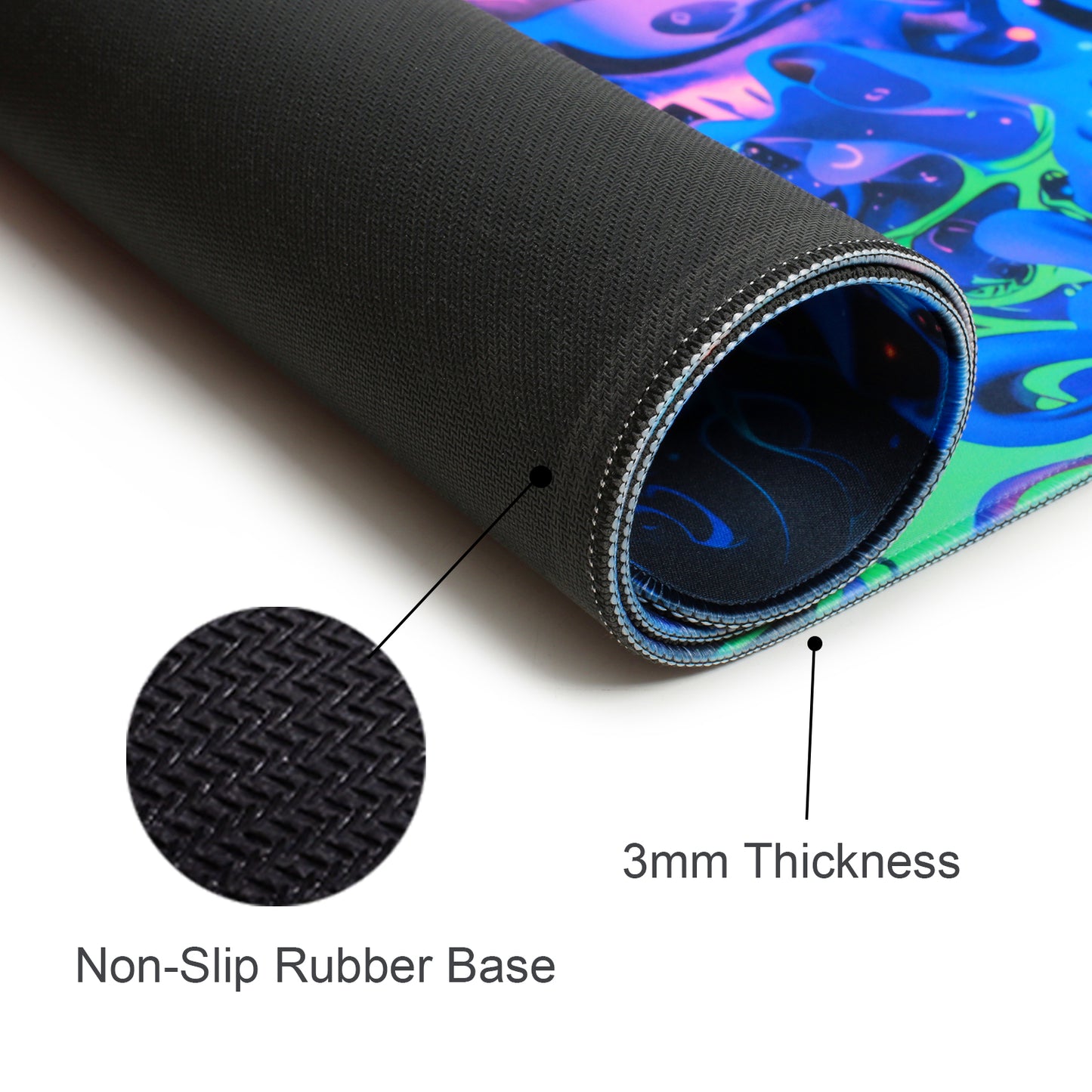 Simpkeely Horror Skull Mouse Pad, Large Waterproof Blacklight Colorful Skeleton Neon Gaming Non-Slip Rubber Base Mousemat, Glow in The Dark Abstract Desk Mat for Office Home