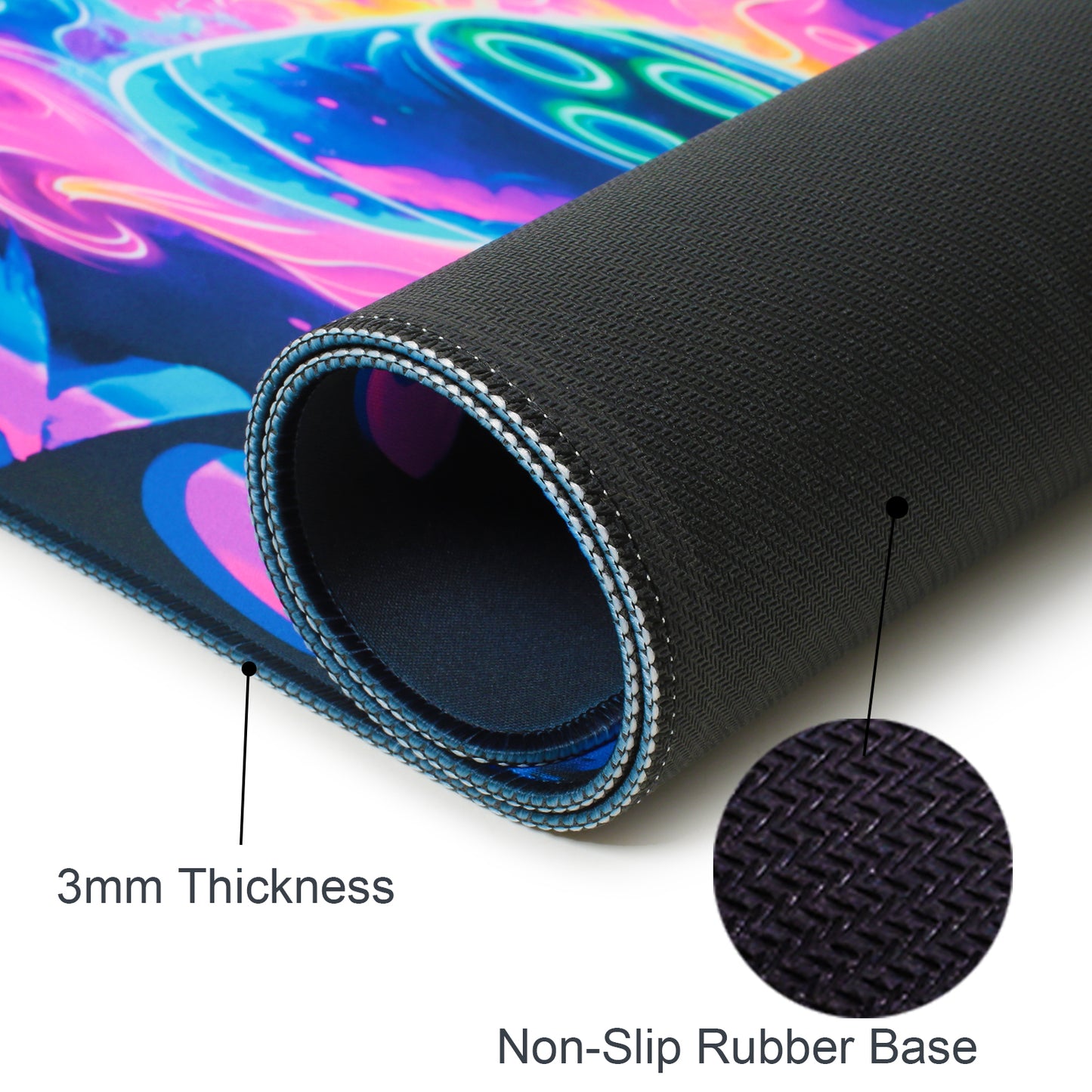 Simpkeely Blacklight Gaming Mouse Pad, Cool Neon Game Controller Extended Large Desk Pad, UV Reactive Long Big Mouse Mat with 3mm Non-Slip Rubber Base for Office Home