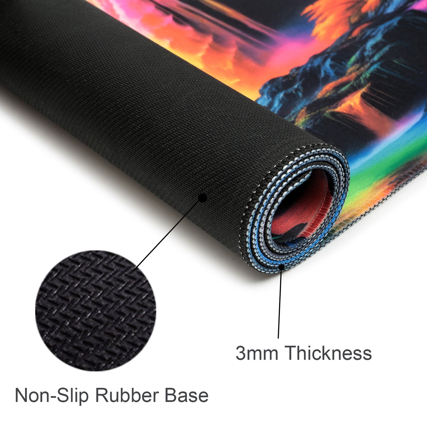 Simpkeely Large Fantasy Waterfall Gaming Mouse Pad - Blacklight Waterproof Glowing Desk Mat, Extended Non-Slip Rubber Base for Office & Home