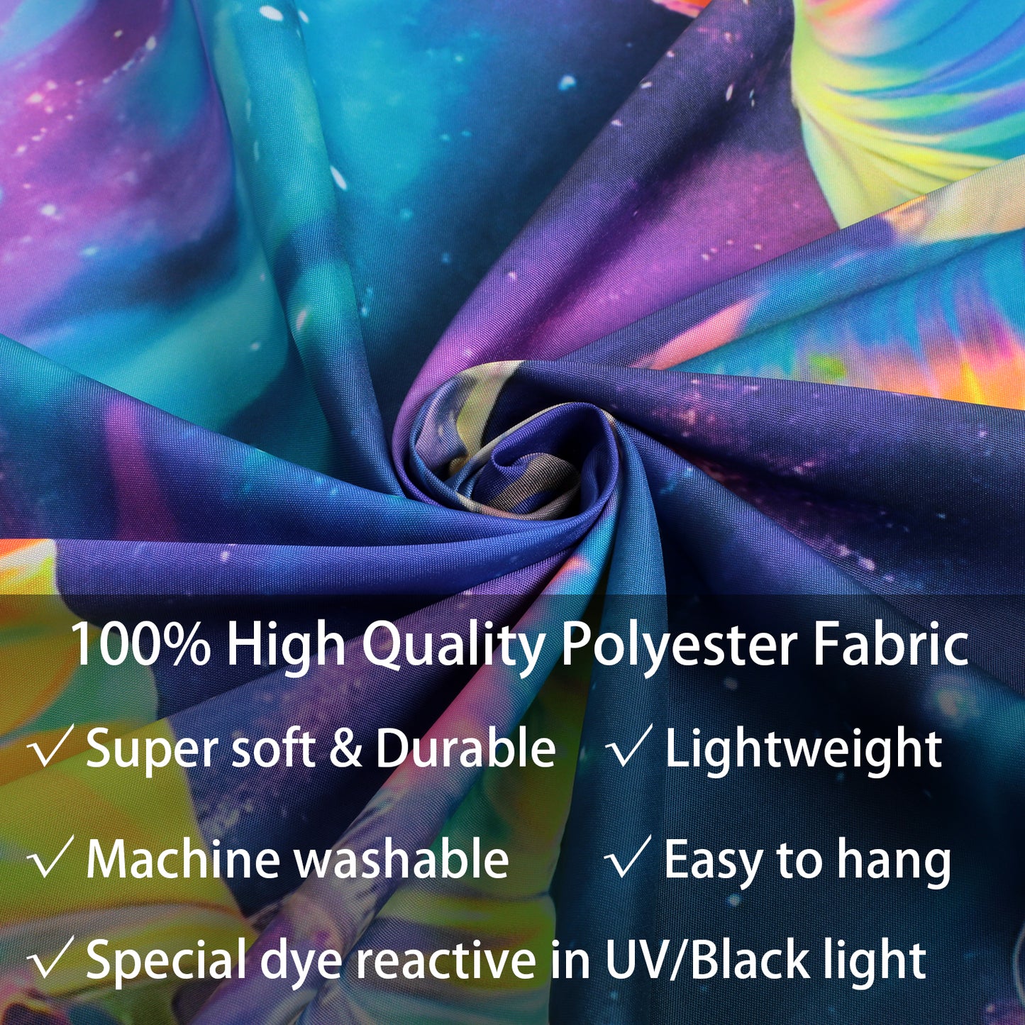Simpkeely Blacklight Astronaut Handshake Tapestry, UV Reactive Galaxy Colorful Space Wall Hanging Tapestries, Fantasy Starry Sky Glow in The Dark Tapestry for Bedroom, Living Room