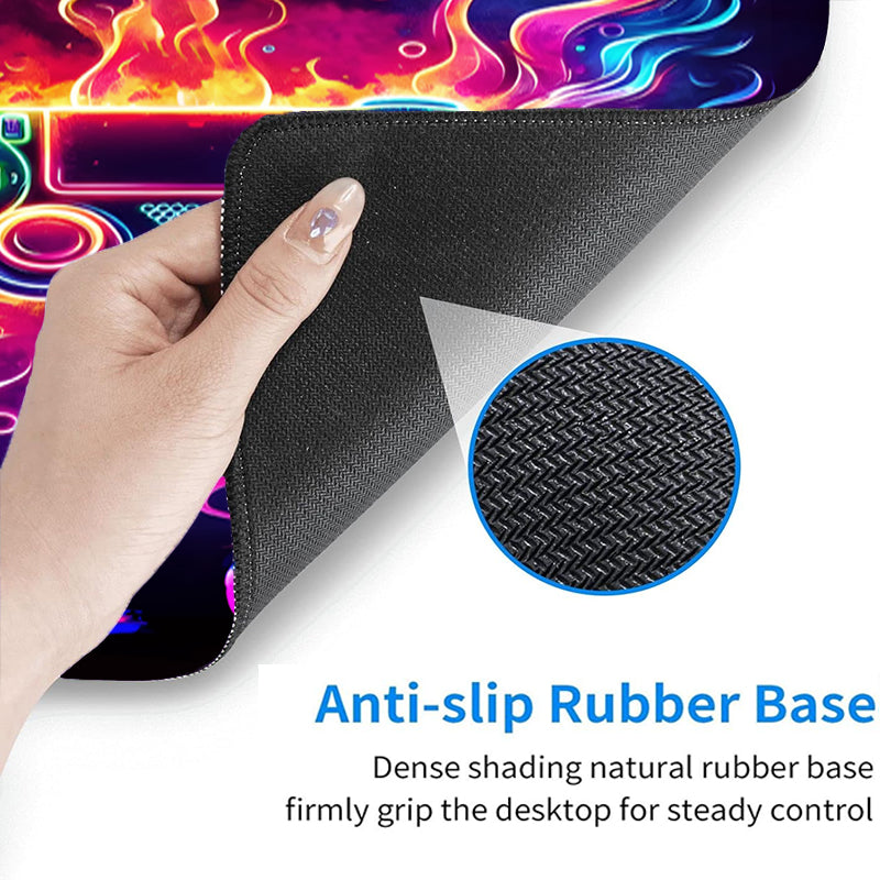 Simpkeely Blacklight Gaming Mouse Pad, Cool Neon Game Controller Extended Large Desk Pad, UV Reactive Long Big Mouse Mat with 3mm Non-Slip Rubber Base for Office Home